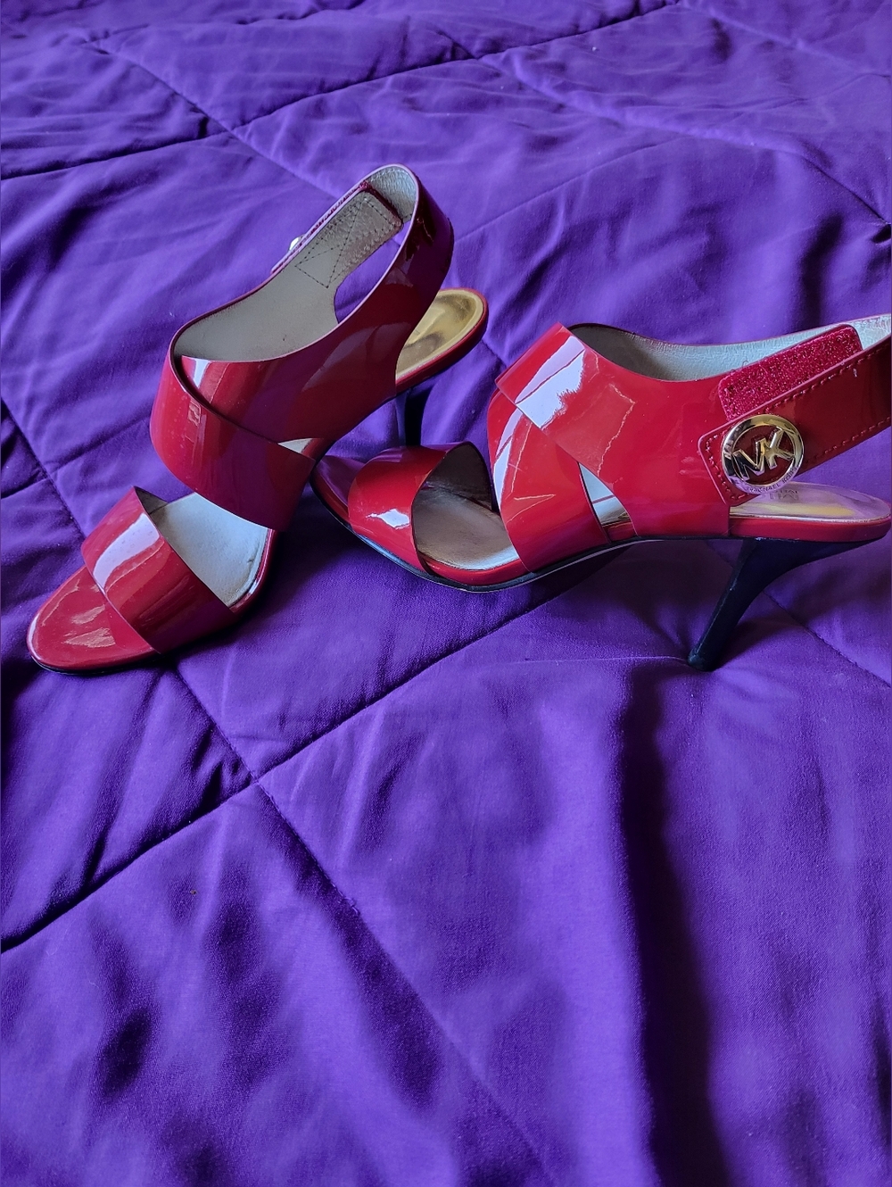 Michael Kors Red Patent Leather Slingback Heels